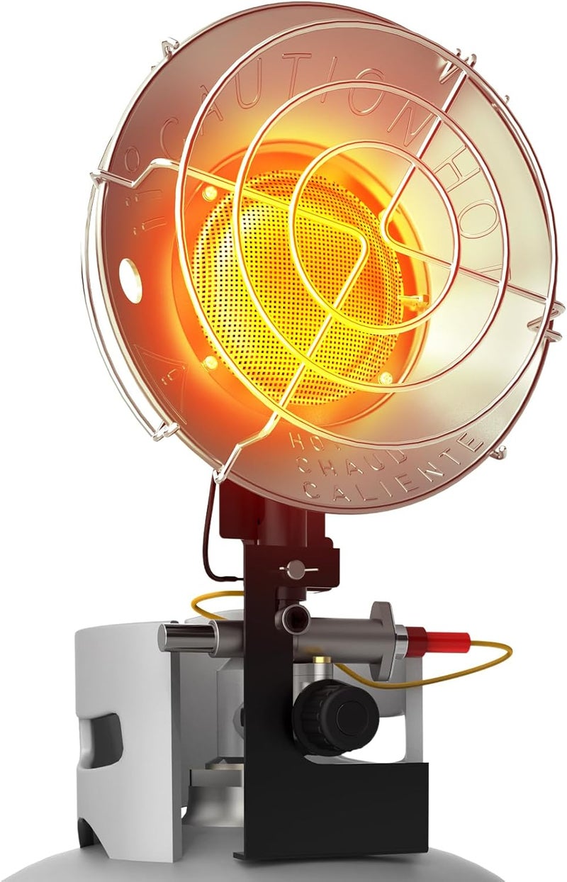BUYPLUS Propane Heater 15,000BTU, Portable Outdoor Propane Heater with 3 Adjustable Modes & Safety Shut-off Valve, Single Tank Top Tent Heaters for Camping, Fishing, Outdoor Use, Red - Image 1